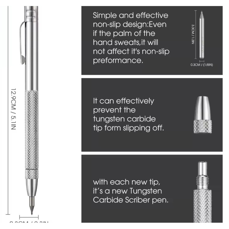 Grating Mohs pen with tungsten tip and magnetic head