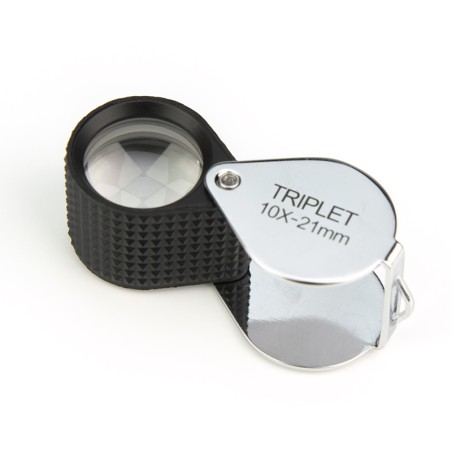 10x hand lens with non-slip rubber edge and screwless design
